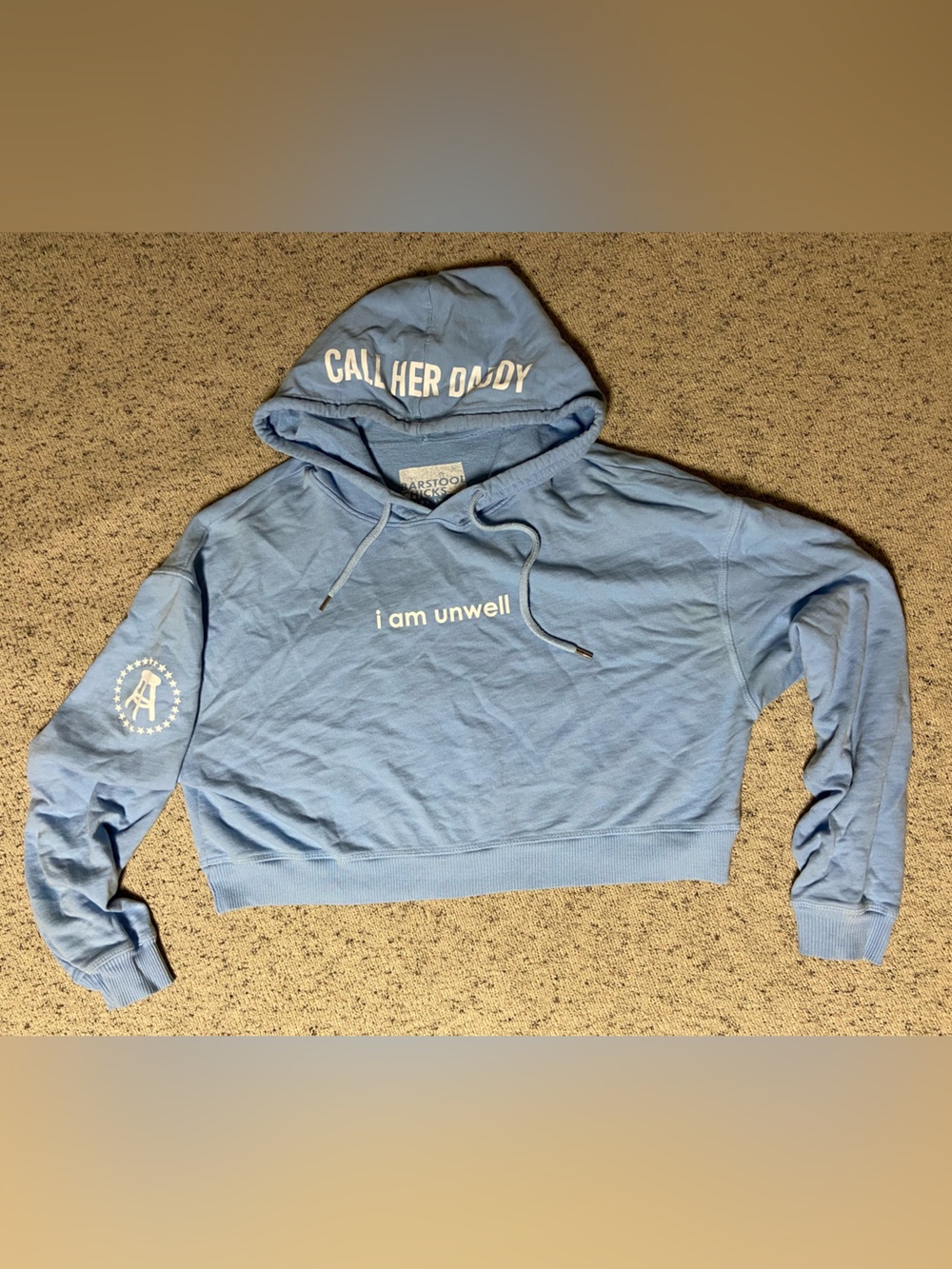 Light Blue CALL HER DADDY "I Am Unwell" Cropped Hoodie